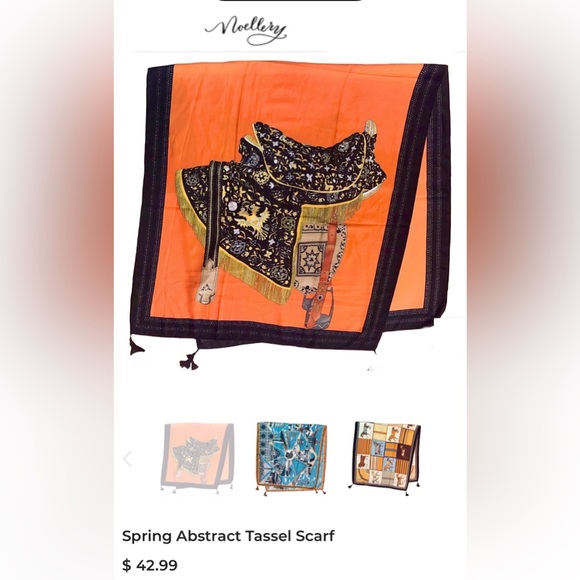 🪸🌝Noellery Spring Horse Tassel Scarf Beautiful lovely striped border details - Picture 1 of 13